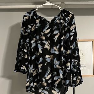 Emaline blue and white feather blouse